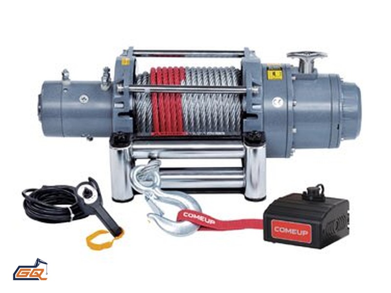 12 V electric recovery winch with corded remote for vehicles and recovery trucks