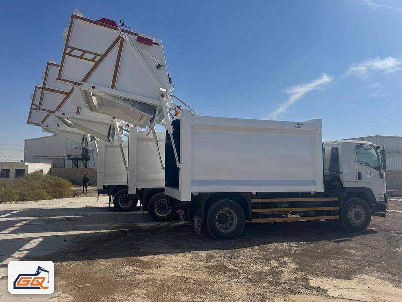 ضاغطة نفايات أثناء التفريغ الهيدروليكي الكامل للمخلفات ضاغطة نفايات أثناء التفريغ الهيدروليكي الكامل للمخلفات